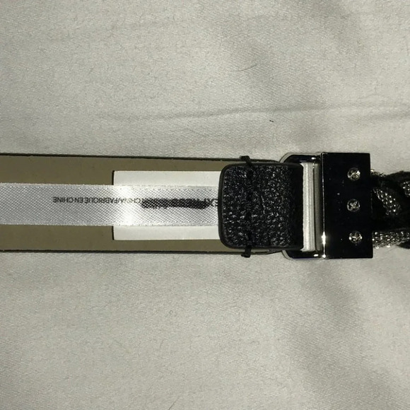 Express Women’s Pleated Black Silver Waist Belt - Picture 6 of 7